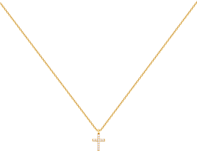 Necklace With Cross Pendant With White Zircons - Gouden Letters Voor Ketting (650x650), Png Download