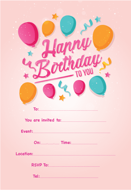 Download Party Invitations - Balloon (600x849), Png Download