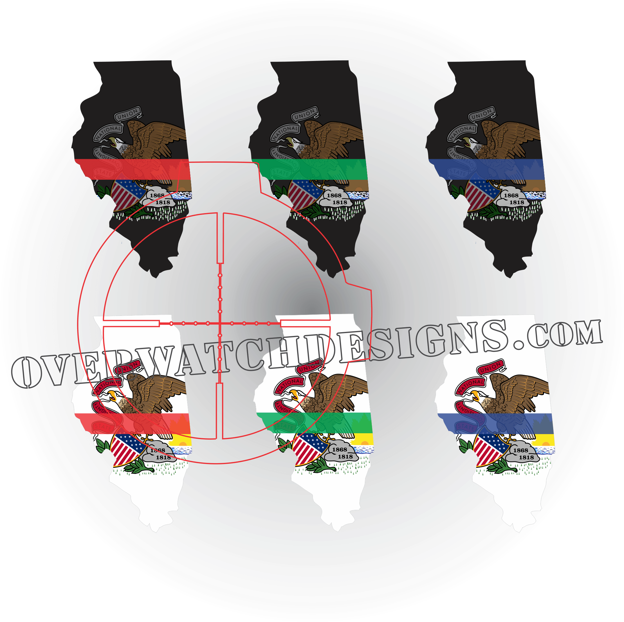 Illinois State Thin Line Sticker - Cartoon (2401x2393), Png Download