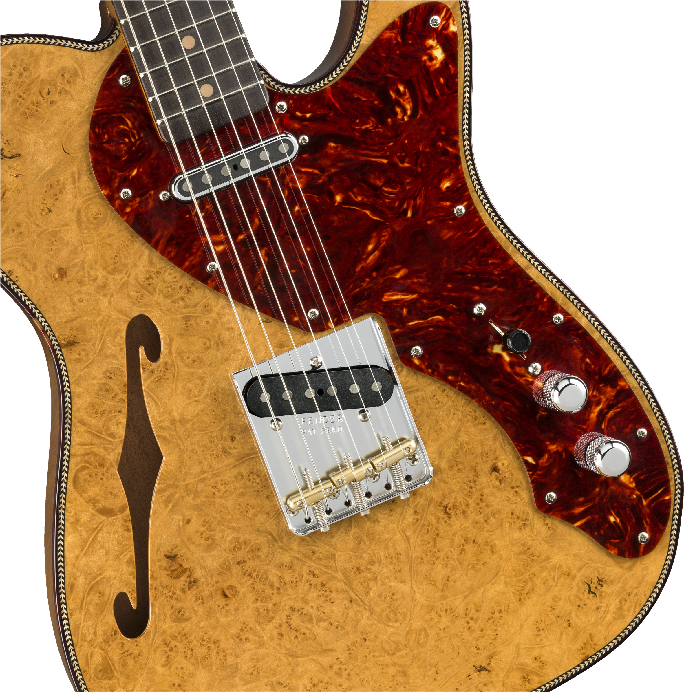 2018 Ltd Artisan Mpl Burl Thinline Tele - Thinline Pickguard Tortoise (2372x2400), Png Download