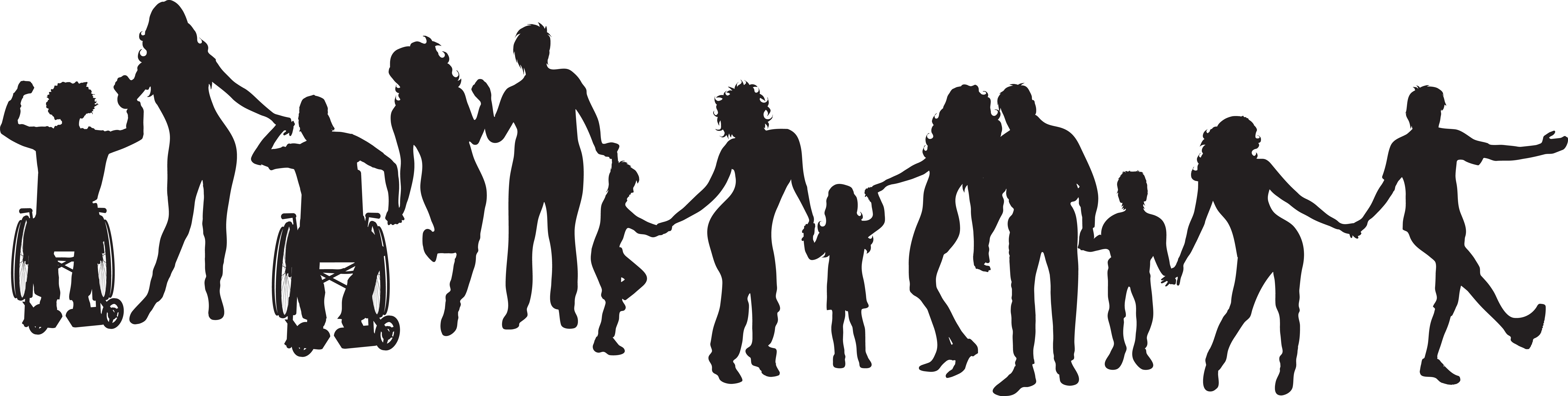 Group Silhouette Inclusive - Silhouette (7529x1901), Png Download