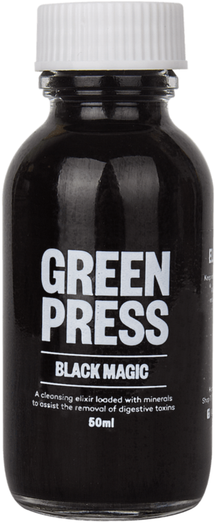 Green Press Black Magic Activated Charcoal - Bottle (800x800), Png Download