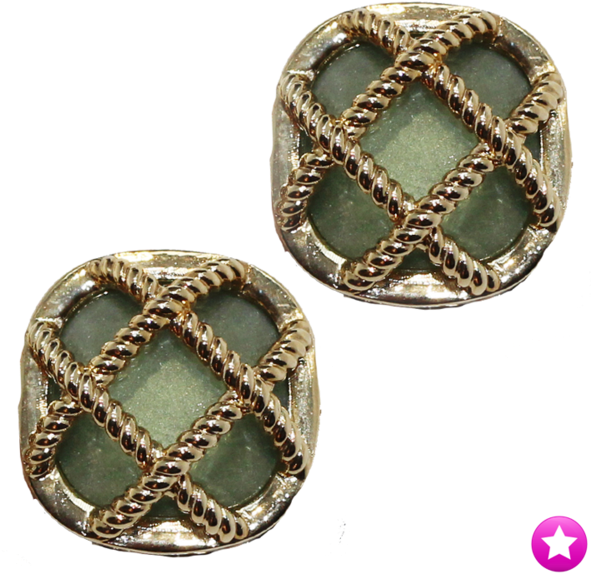 Green Cross Clip Earrings - Gemstone (600x600), Png Download