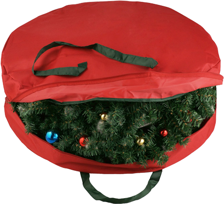 Christmas Wreath Superior Grade Storage Bag With Zipper - Wreath (600x600), Png Download