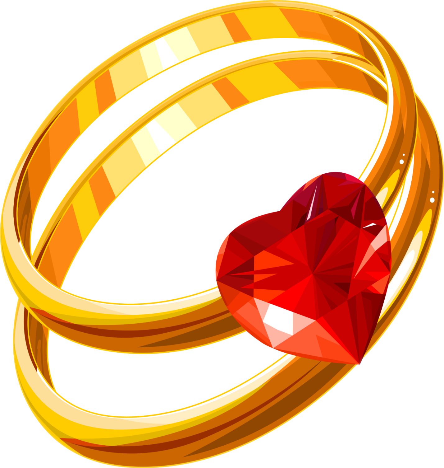 Gold Wedding Ring With A Diamond Center Cartoon Clipart - Wedding Rings (1429x1504), Png Download