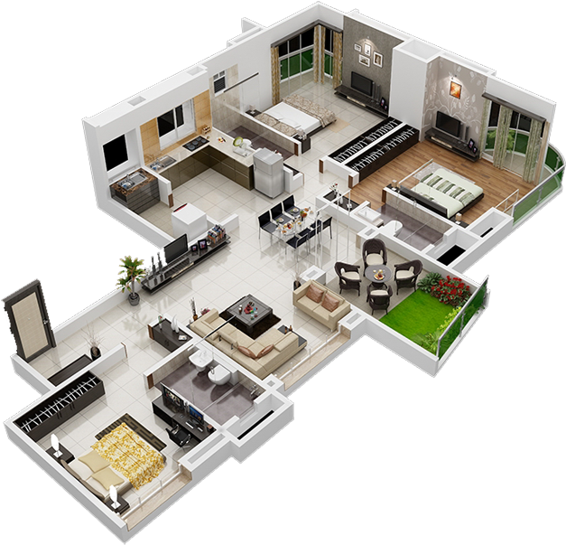 Elite Landmarks Metro Jazz 3 Bhk Even - Metro Jazz 3bhk Floor Plan (954x715), Png Download