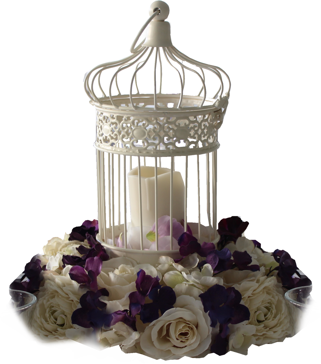 Small Bird Cage On Flower Ring - Garden Roses (1326x1326), Png Download