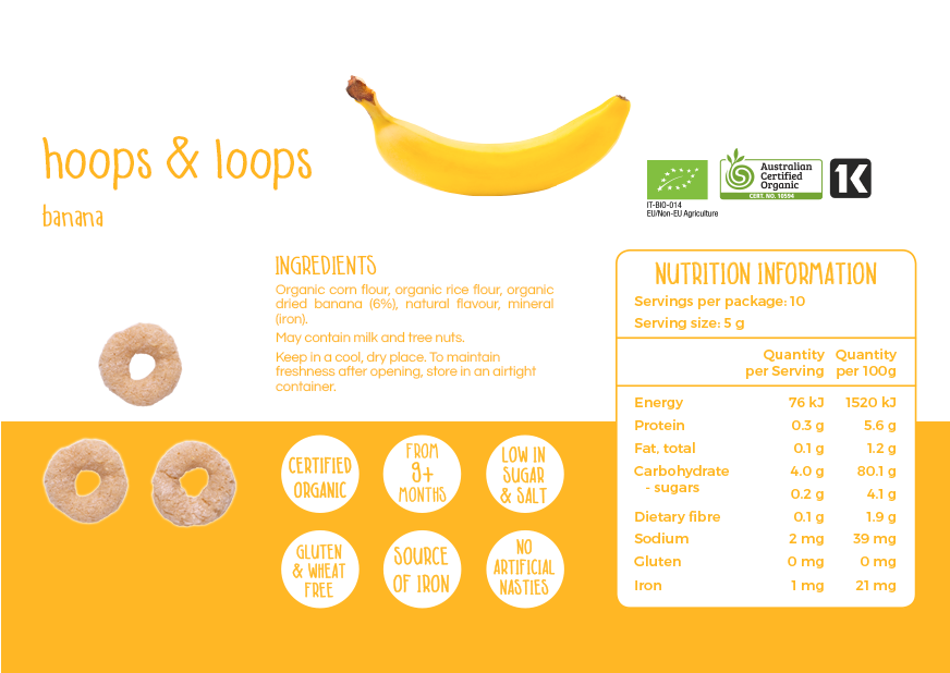 Little Bellies Hoops & Loops Banana 50g - Banana (1024x768), Png Download