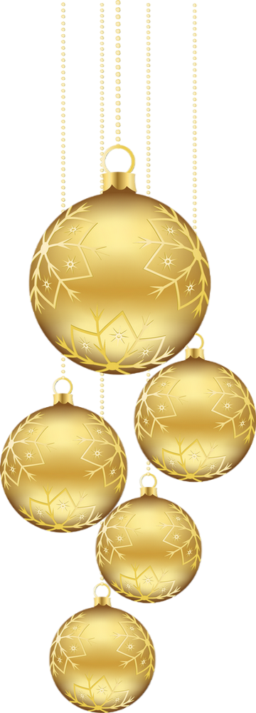 Hanging Gold Christmas Balls (360x1000), Png Download