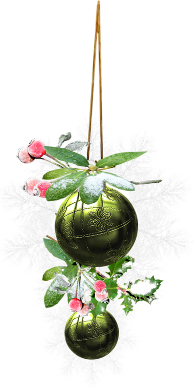 Tube Déco De Noël, Boules Png Vertes - Clip Art (395x800), Png Download
