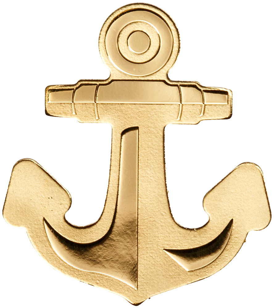 Palau - 2019 - 1 Dollar - Golden Anchor Small Gold - Gold (888x1000), Png Download