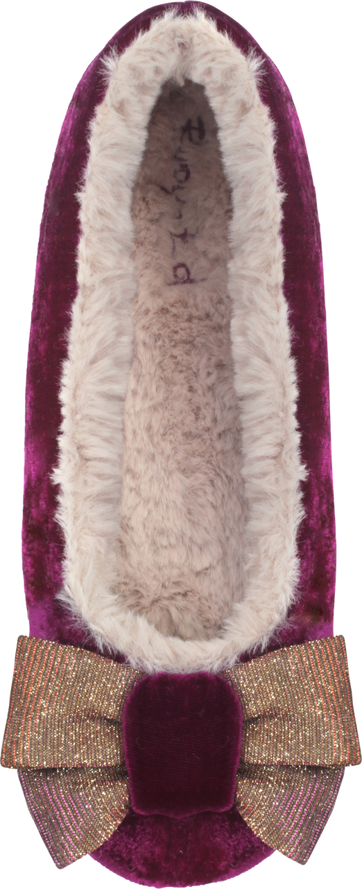 Ruby Ed Orchid Pink Shimmer Bow Ballerina Slipper - Fur Clothing (522x1280), Png Download