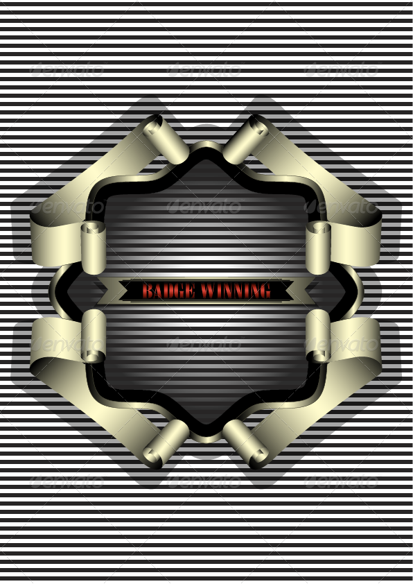 Silver Frame For The Badge On Striped Background - Illustration (596x842), Png Download