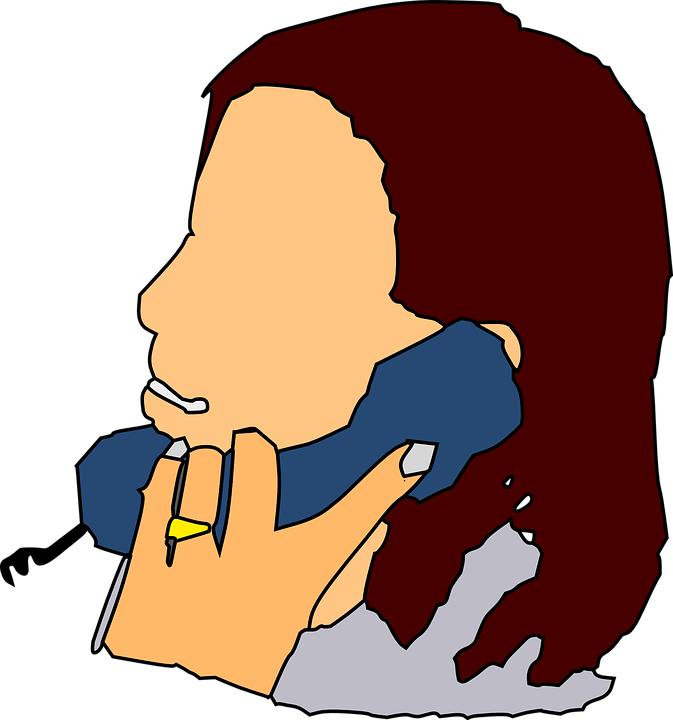 Clipart Of Phone, Animated Phone And Mom Phone - Mom On Phone Cartoon (673x720), Png Download