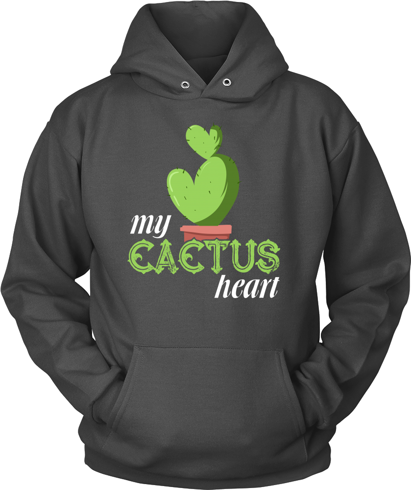 My Cactus Heart Cute Funny Love Cactus Hoodie - Shirt (1000x1000), Png Download