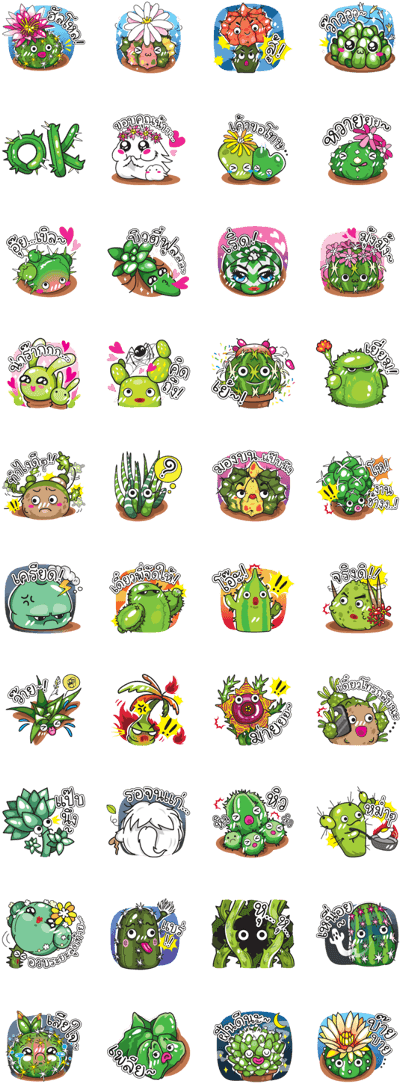 Cute Cactus Family - Money Sticker Line (420x1121), Png Download