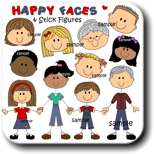 Stick Figure Family Cute (580x580), Png Download