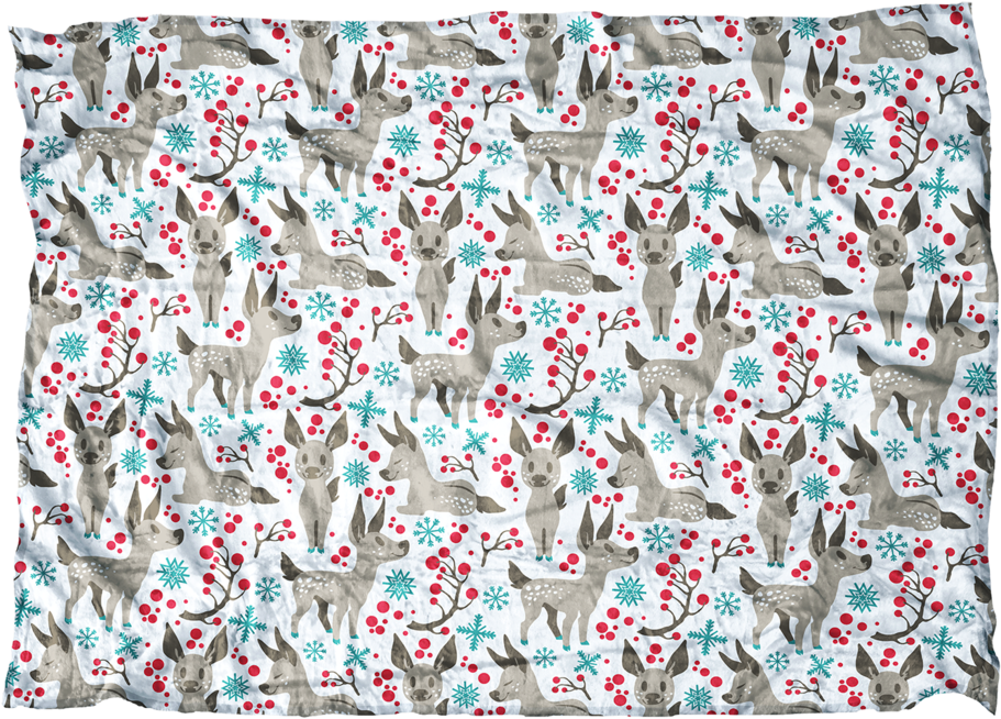 This Baby Deer Blanket With Blue Accents - Paw (1023x700), Png Download