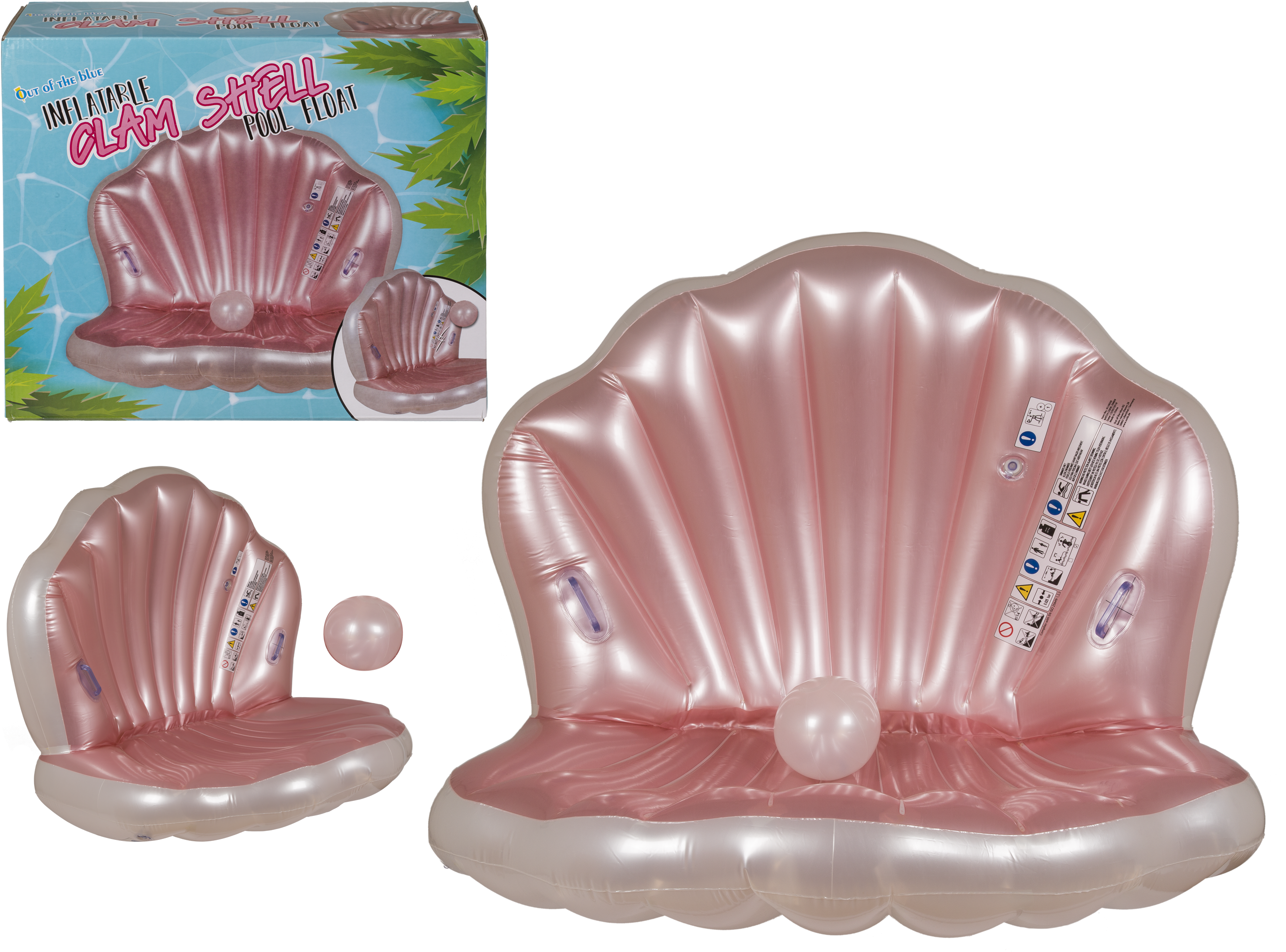 Inflatable Clam Shell & Pearl Pool Float & 2 Handles - Inflatable (2835x2126), Png Download