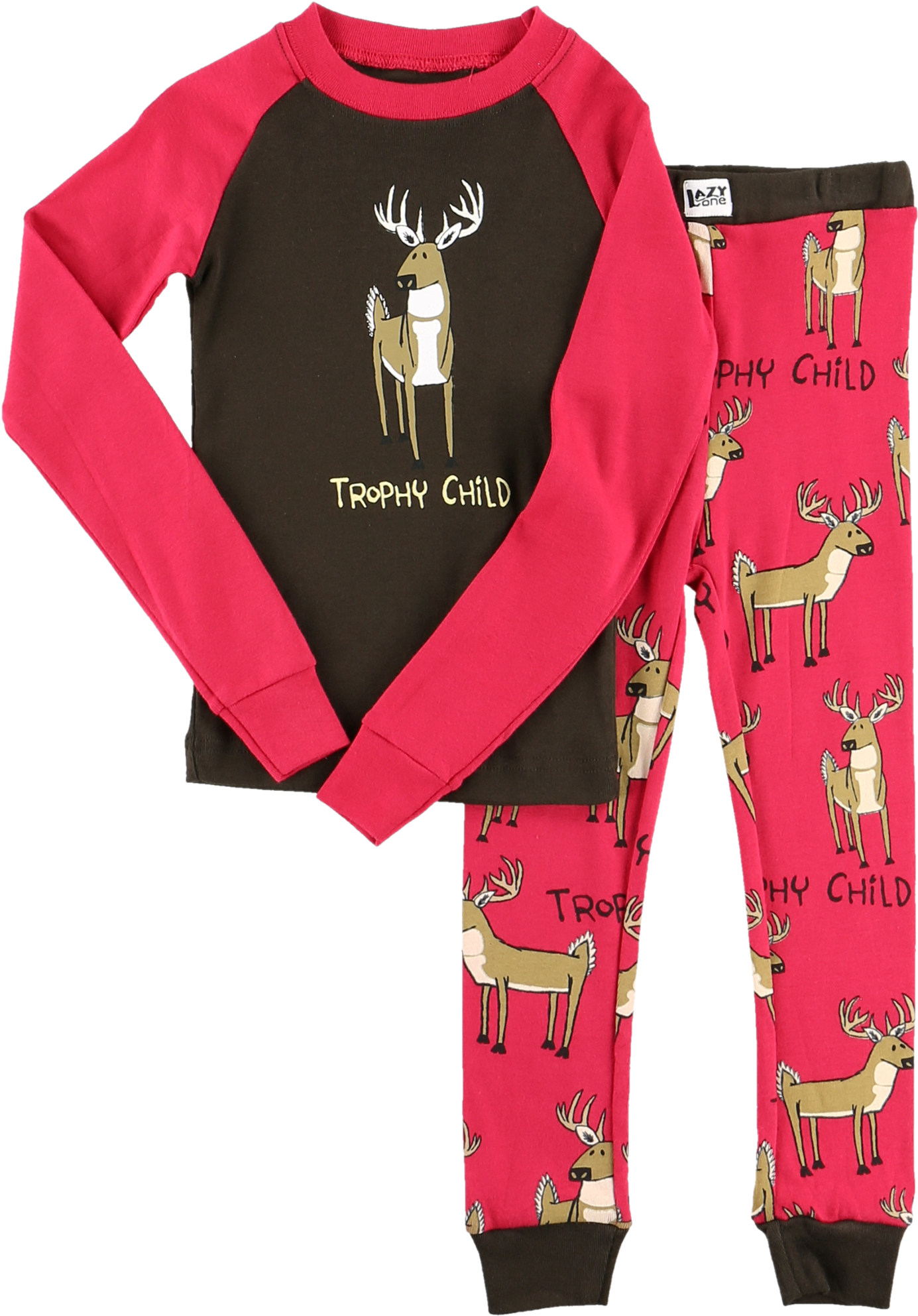 Lazyone Girl's Trophy Child Deer Pj Set - Pajamas (1682x2048), Png Download