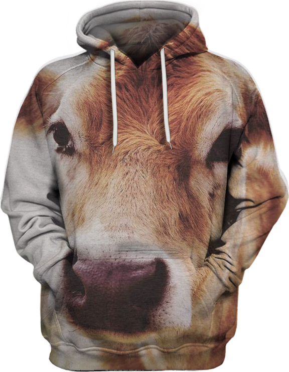 3d All Over Print Cow Face Shirt - Hoodie (700x741), Png Download