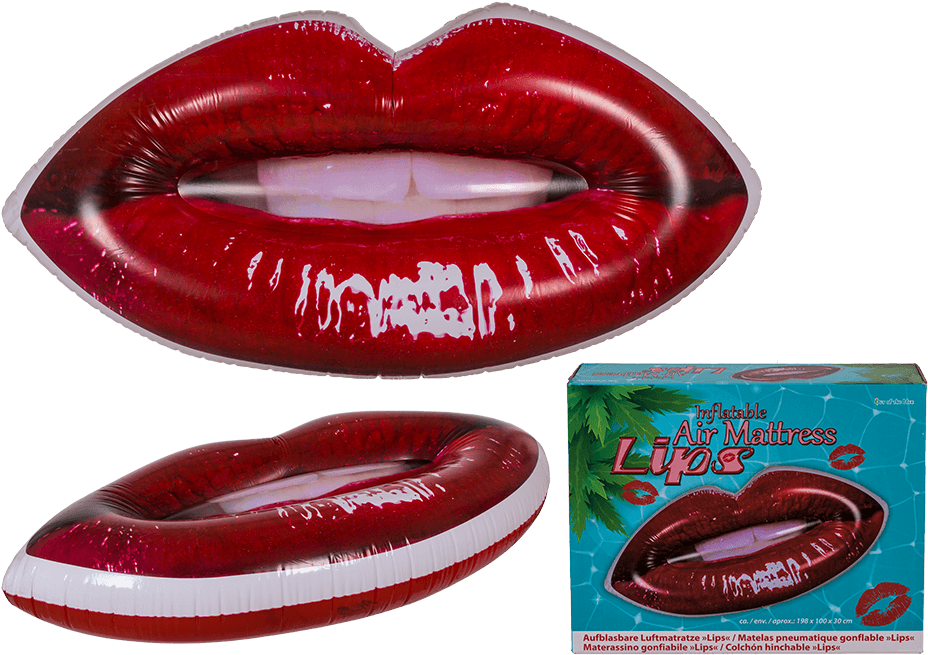 Jumbo Quality Funky Lips Kiss Inflatable Swim Pool - Air Mattress (945x709), Png Download