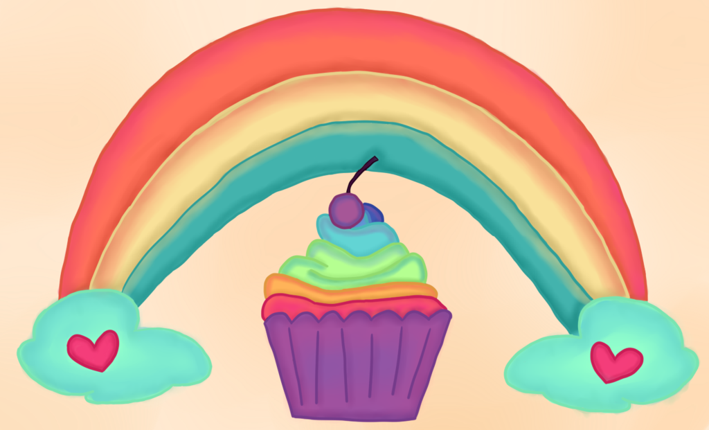 Rainbow Clipart Cupcake - Cupcakes And Rainbows Png (1024x621), Png Download