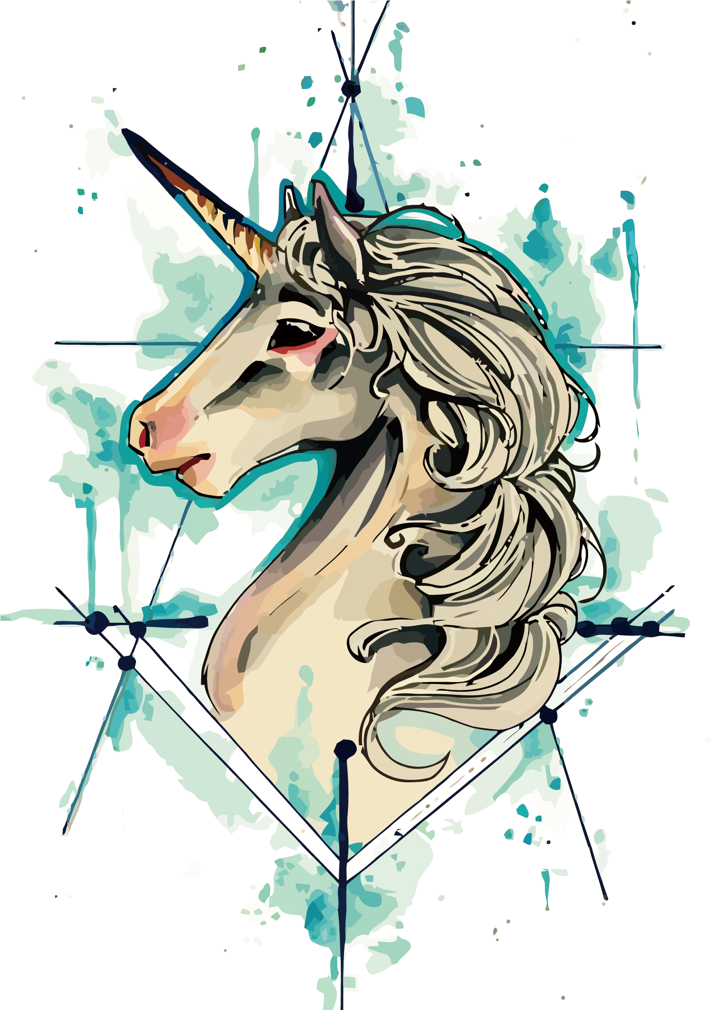 Tattoo Flash Vector Iphone Unicorn Drawing Clipart - 30th Birthday Unicorn (1500x2075), Png Download