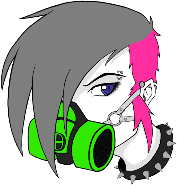 Gas Mask Girl By Wraithdragon - Gas Mask Drawing Anime (572x600), Png Download