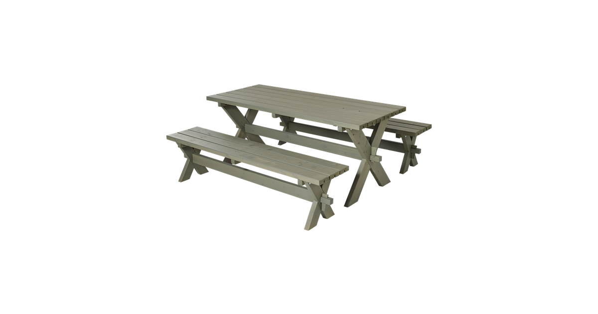 Plus A / S Nostalgi Table Set Including 2 Benches - Picnic Table (1200x630), Png Download