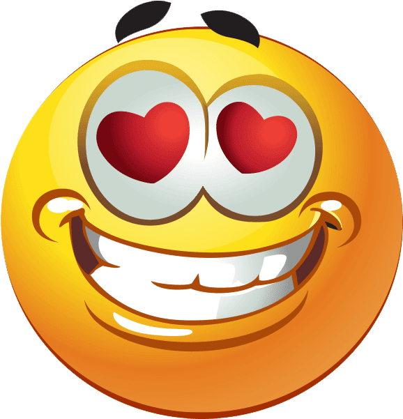 Gone Ga-ga Smiley - Emoticon Fall In Love (600x600), Png Download