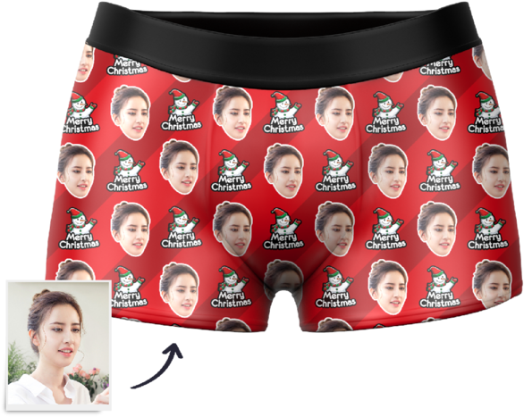 Custom Snowman Face Boxer Shorts - Underpants (600x600), Png Download