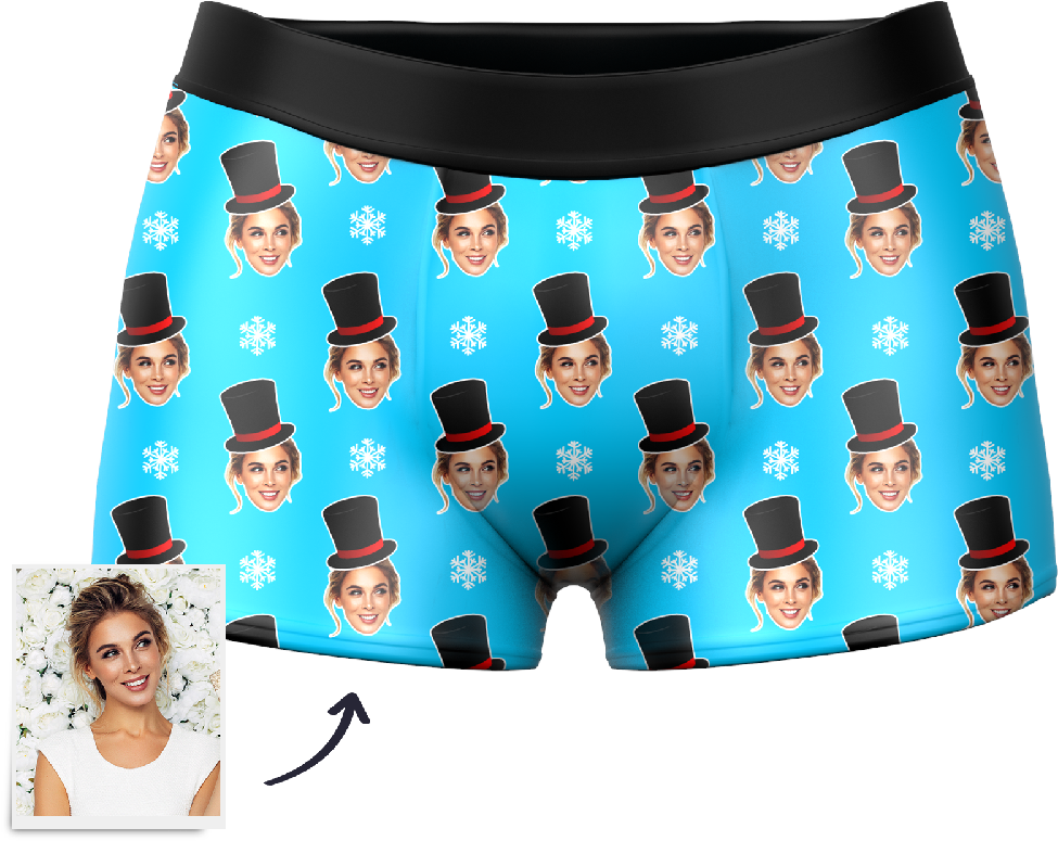 Men's Custom Christmas Snowman Face Boxer Shorts, - Underpants (1000x1000), Png Download