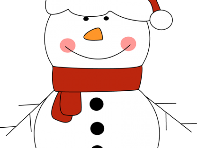 Snowman Clipart Face - Snowman With Santa Hat Clipart (640x480), Png Download