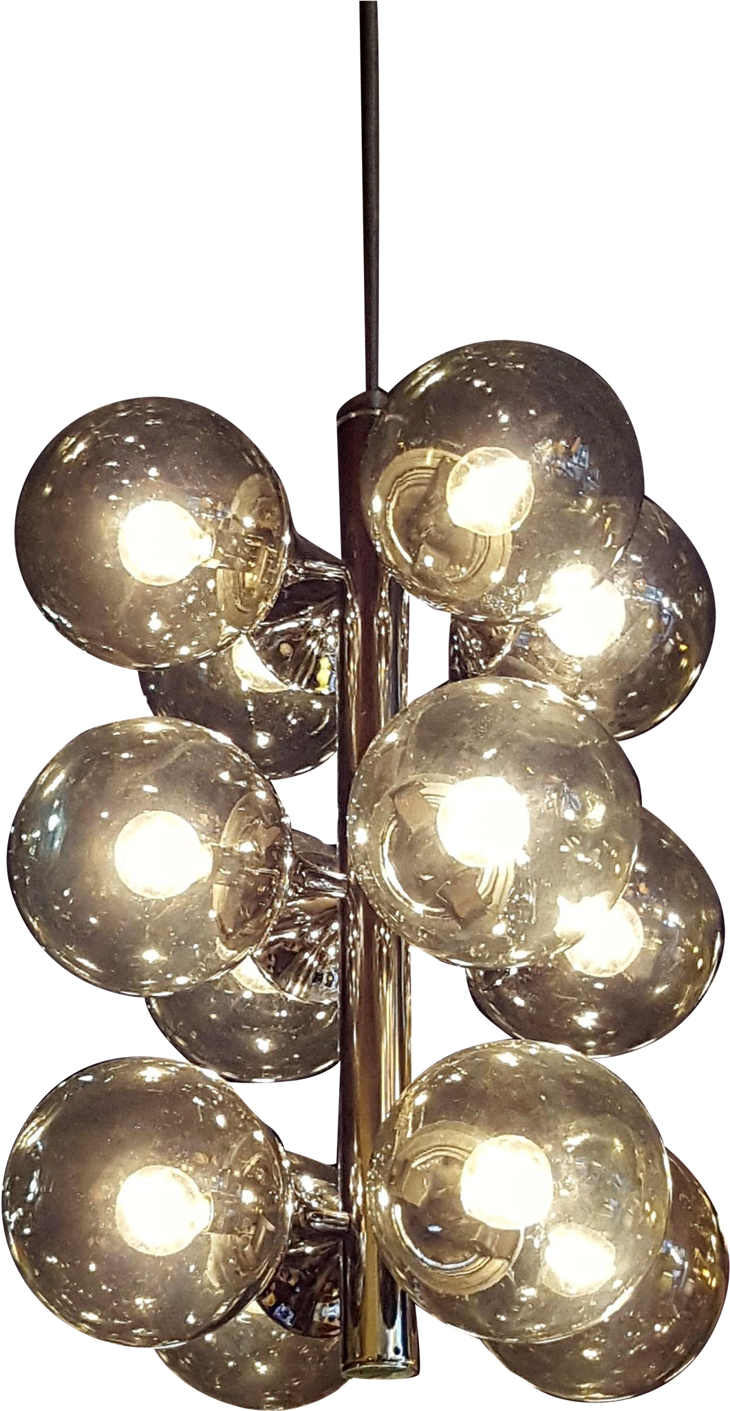 Mid Century Modern Smoky Glass Globe Mcm Chrome Lightolier - Ceiling Fixture (2048x2048), Png Download