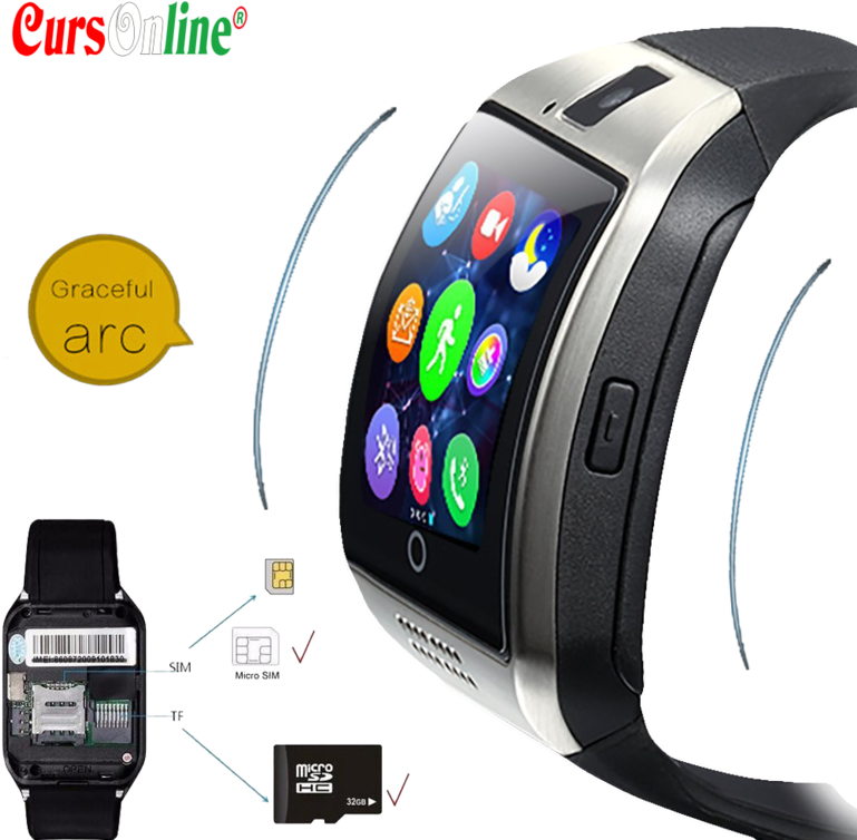 New Watchphone With Graceful Arc Sim Bt Nfc Micro Sd - Smartwatch Do Iphone 7 (768x768), Png Download