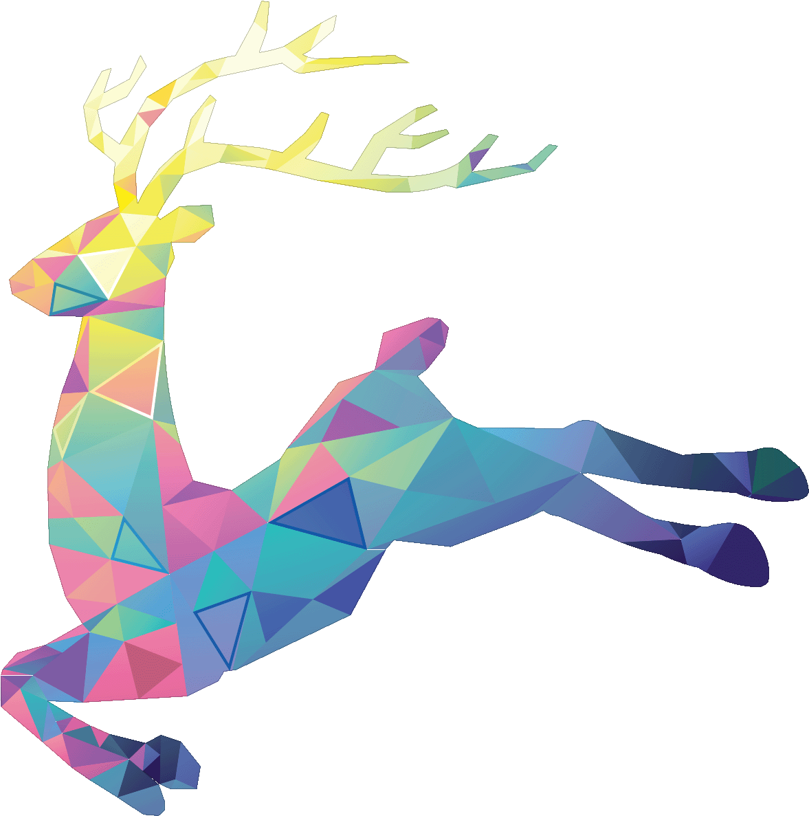 Sticker Noël Cerf Origami Stickers Fêtes Stickers Noël - Cerf Noel (1200x1200), Png Download