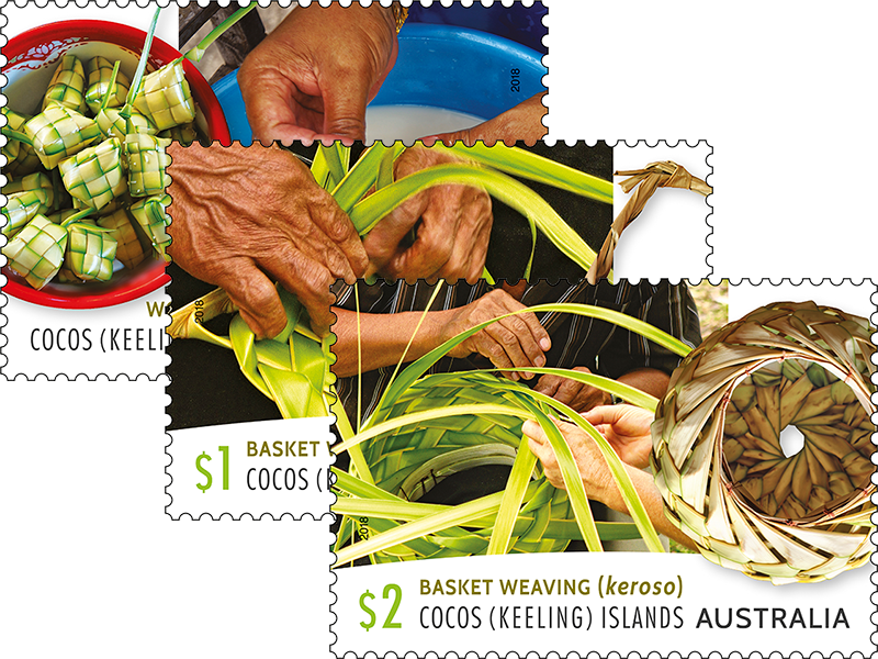 Set Of Cocos Islands Basket Weaving Stamps (800x600), Png Download