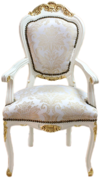 Luxury Armchair Biege&gold Frame, Biege Royal Flowers - Chair (570x570), Png Download