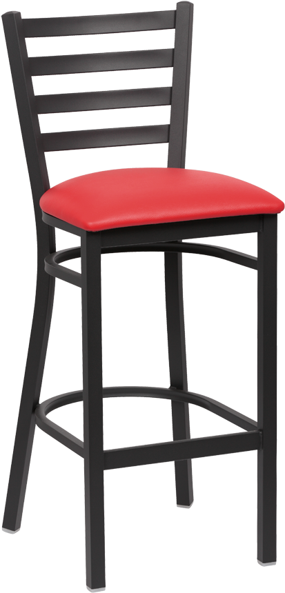 Royal Industries Ladder Back Matte Black Finish Metal - Bar Stool (900x900), Png Download