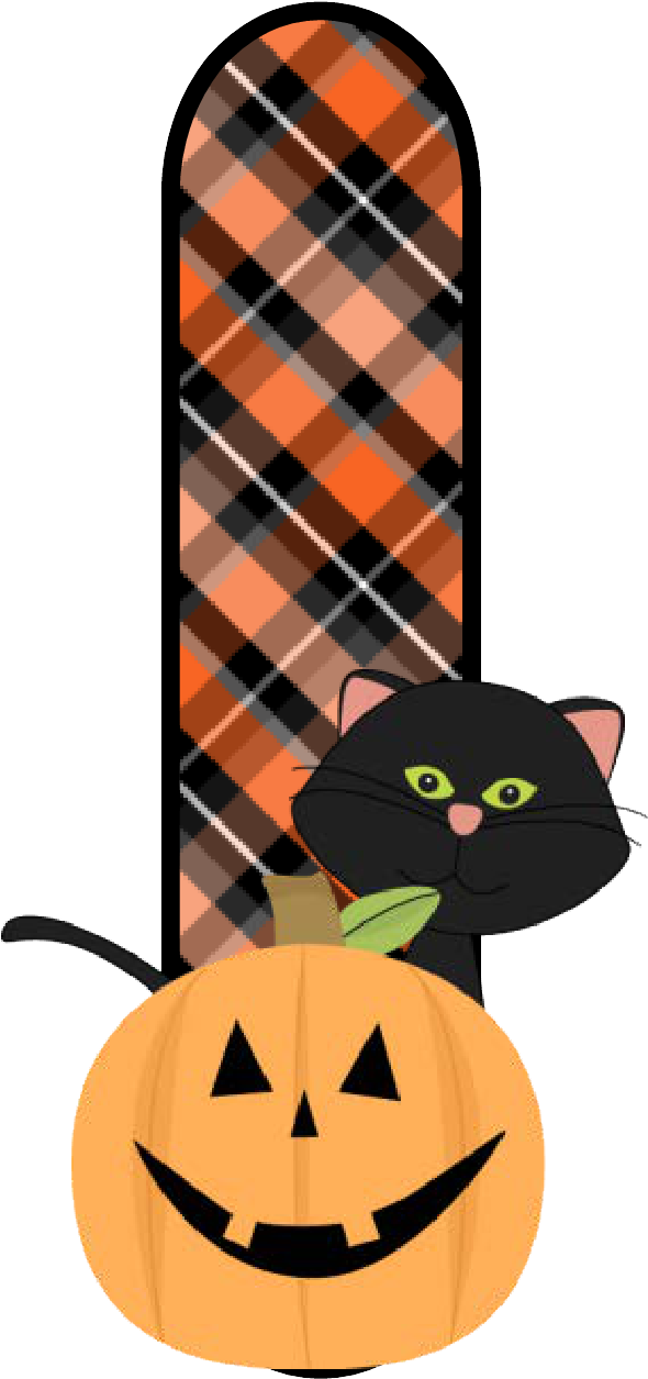 Ch B *✿* Alfabeto Calabaza De Kid Sparkz Halloween - Cute Halloween Cat Clipart (590x1255), Png Download