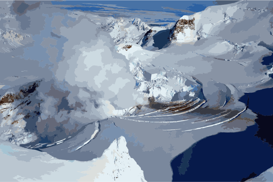 Mount Redoubt Alaska Volcano Observatory Glacier Fourpeaked - Volcano Under A Glacier (1127x750), Png Download