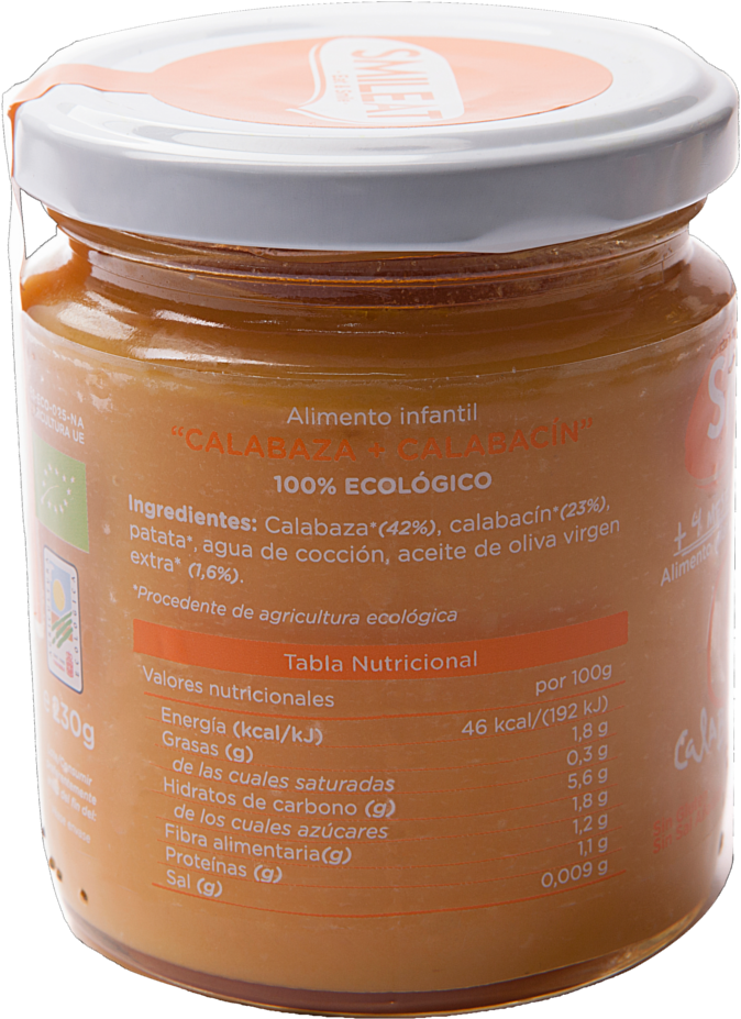 Potito Ecologico Calabaza Y Calabacin Smileat 230 Gr - Dulce De Leche (700x933), Png Download