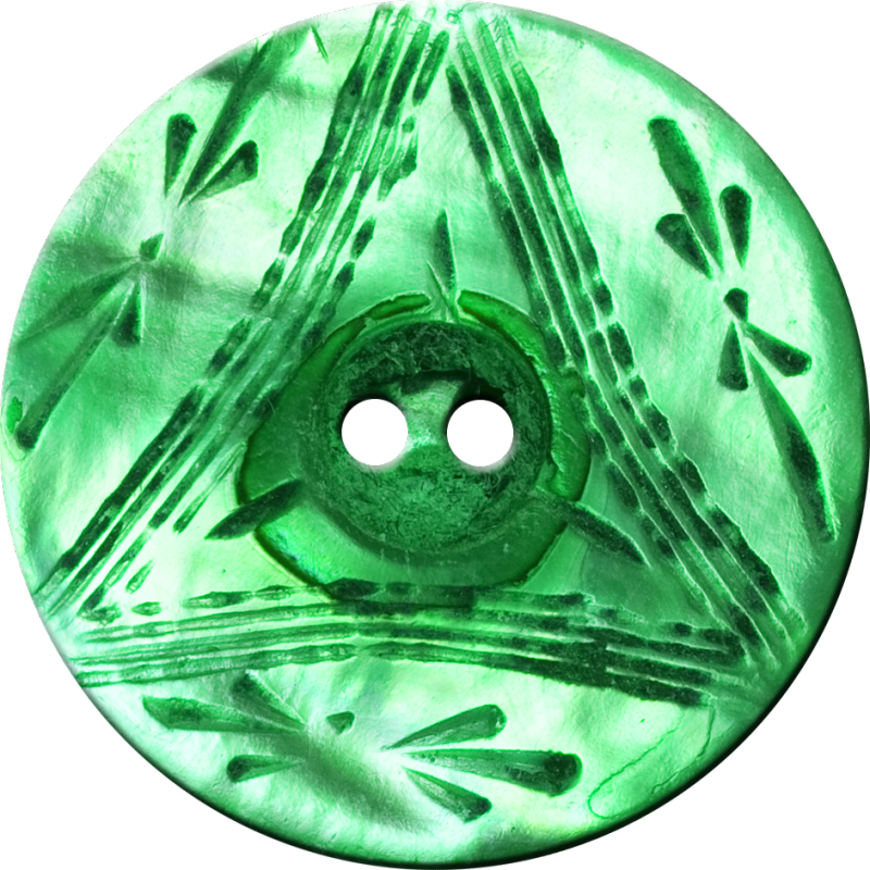 Button With Triangle And Floral Design, Green - Circle (800x800), Png Download