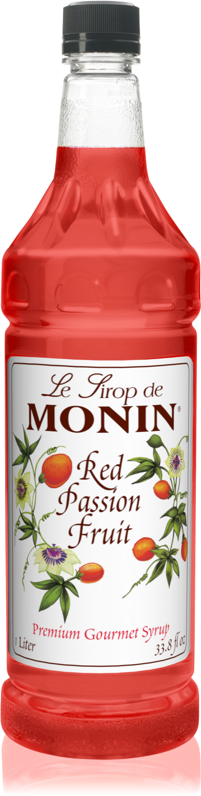 1l Red Passion Fruit Syrup - Monin Strawberry Syrup (776x1552), Png Download