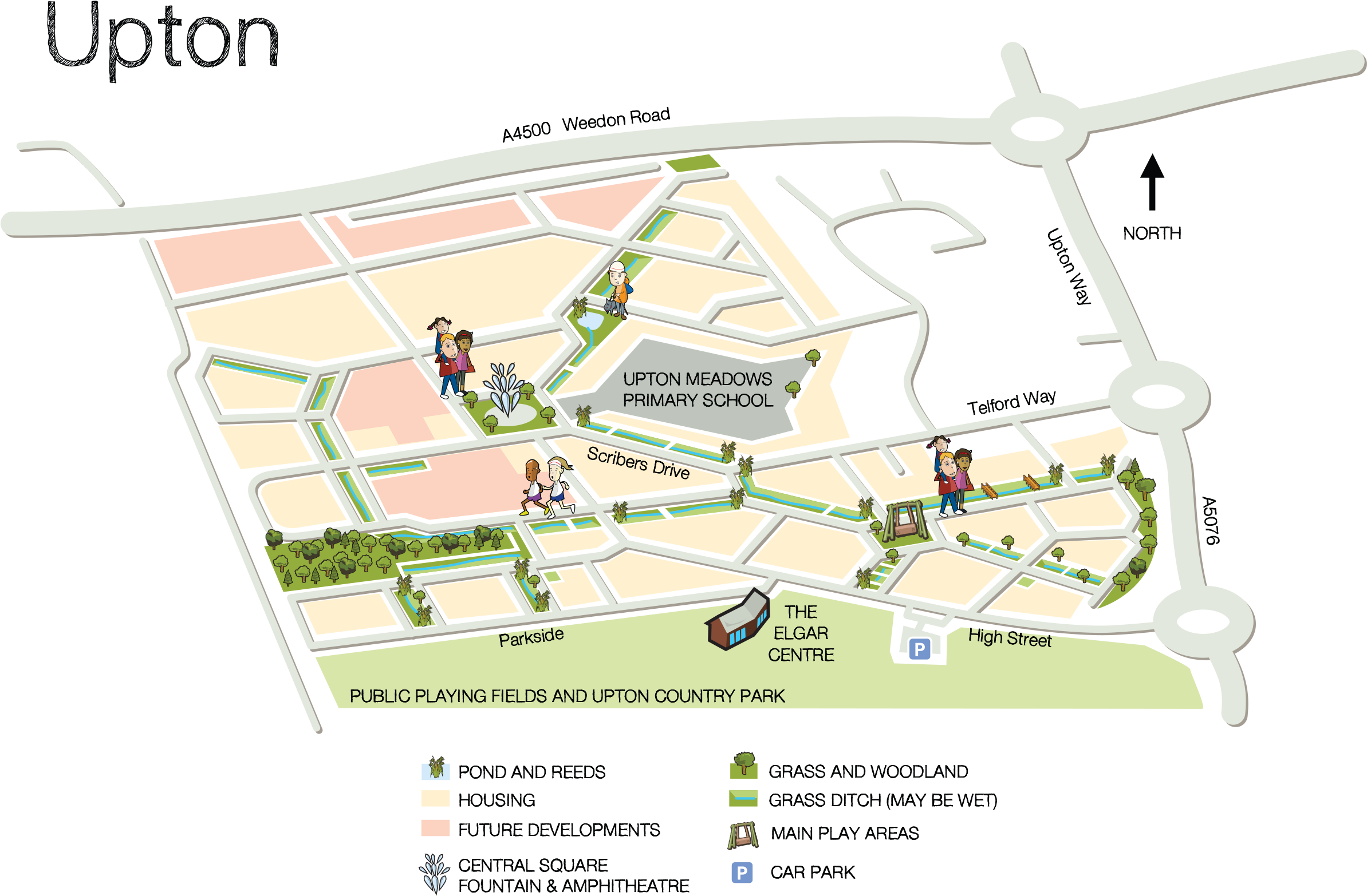 Upton Map - Upton Northampton Map (2392x1585), Png Download