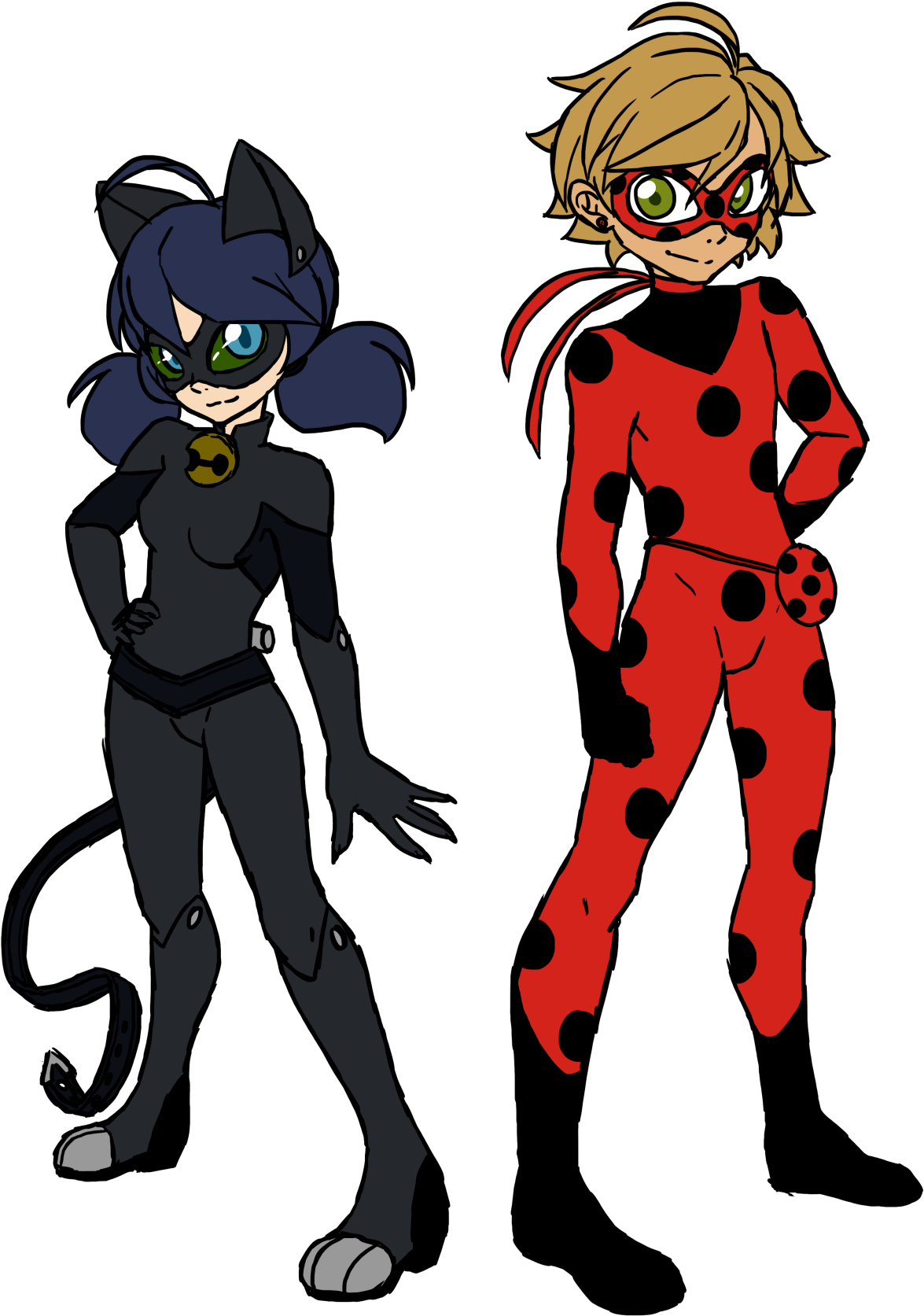 So Here's My Take On The Miraculous-switch - Kitty Noir E Ladybug (1280x1707), Png Download