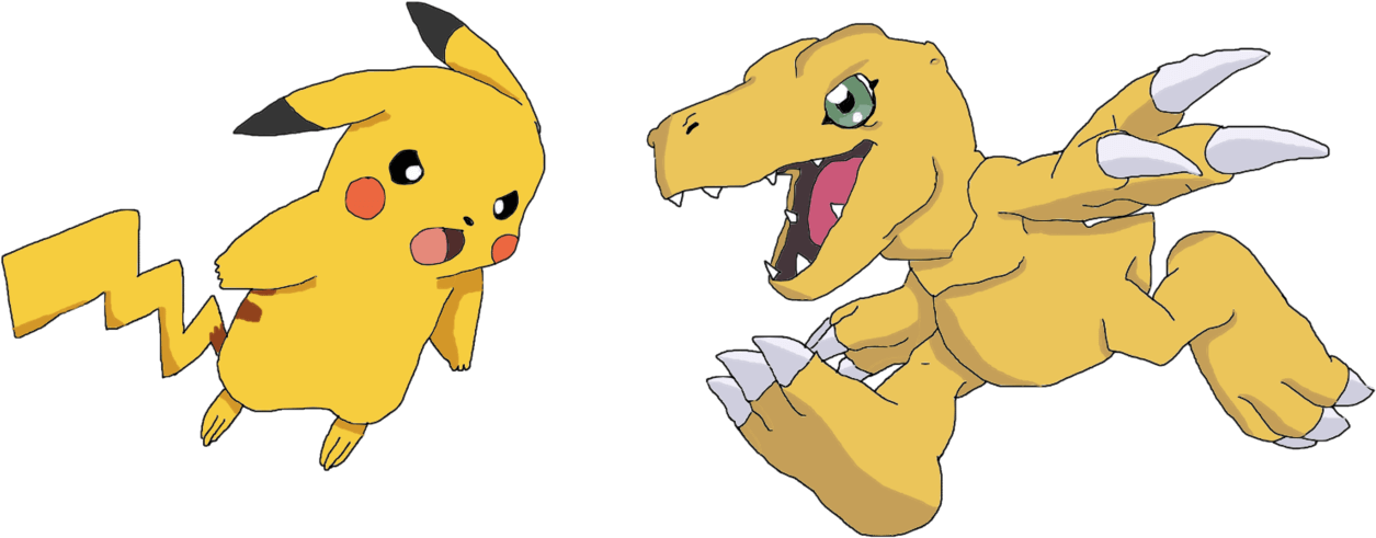 Pikachu And Agumon By Bubblecat14 D78flu0 - Pikachu And Agumon (1280x528), Png Download
