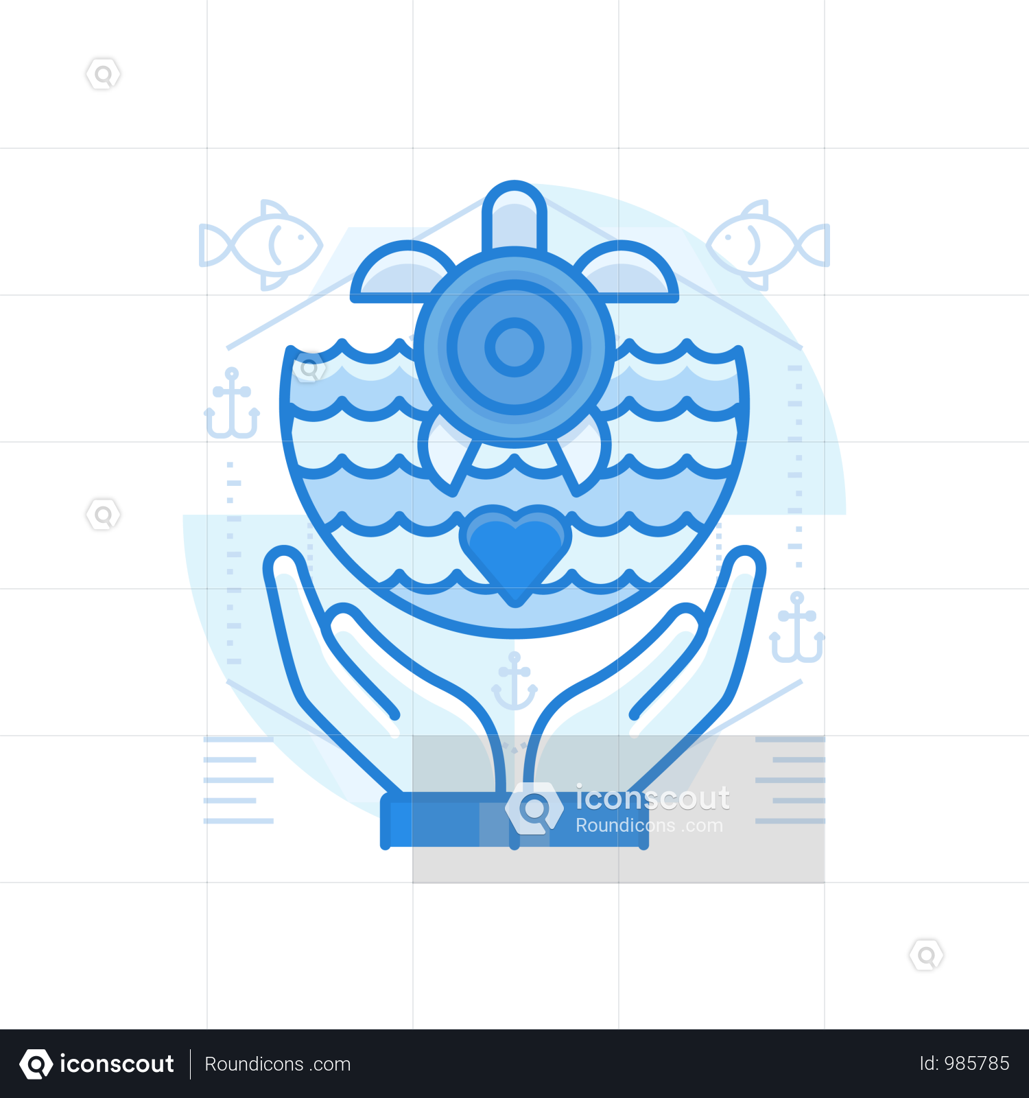 Sea Creature Preservation Illustration - Circle (1500x1600), Png Download