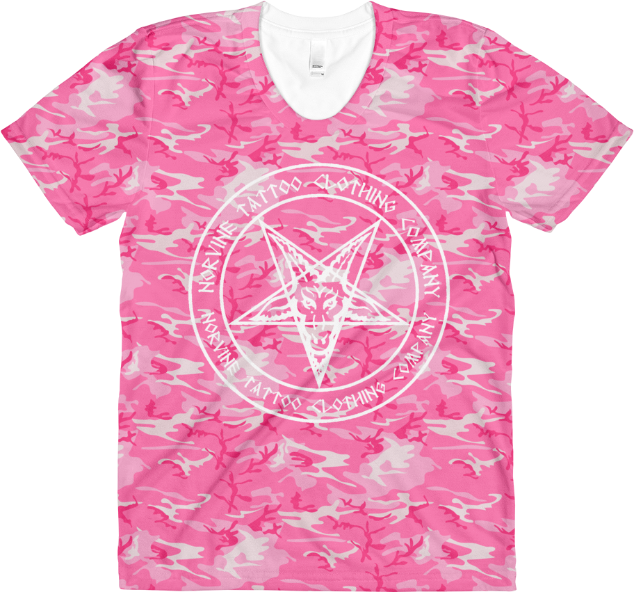 Pentagram Pink Camo Women's T-shirt - Shirt (1000x1000), Png Download